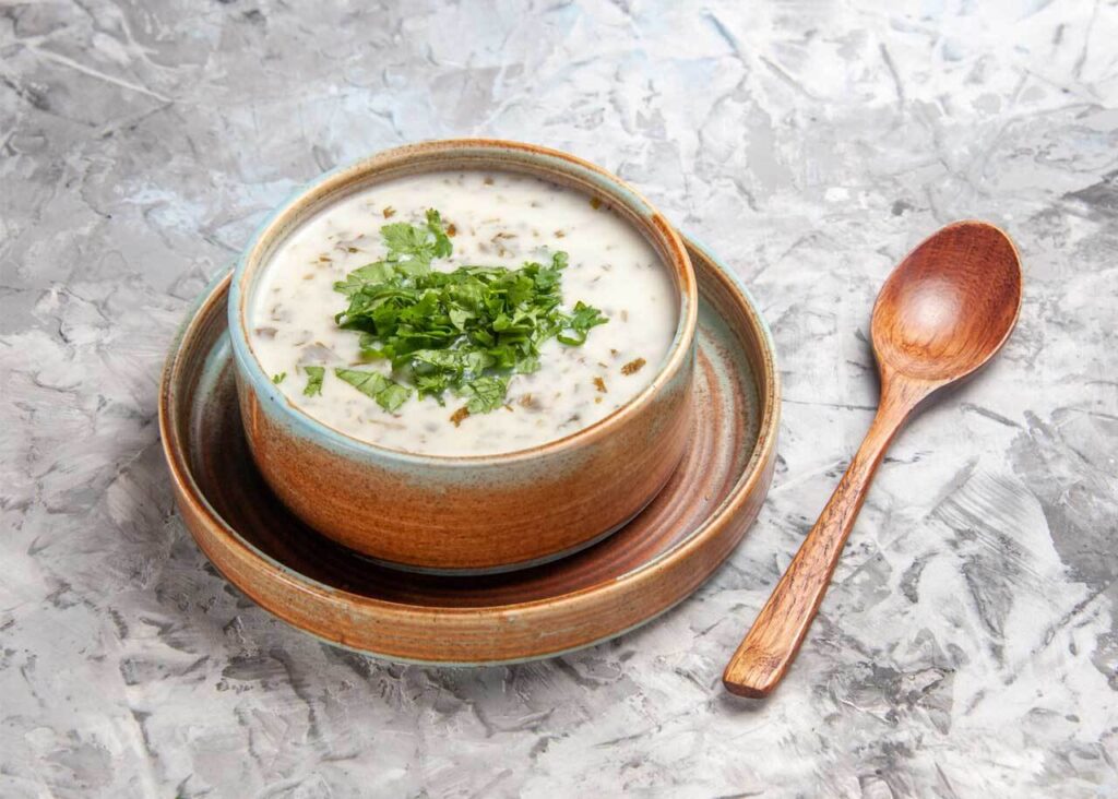 Dovga- yogurt and herb soup